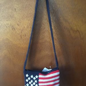 Flag crocheted cross body purse